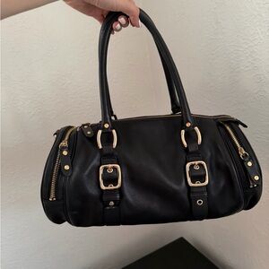 Elegant 100% Leather Black Handbag